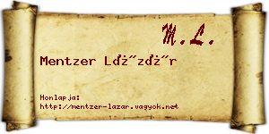 Mentzer Lázár névjegykártya